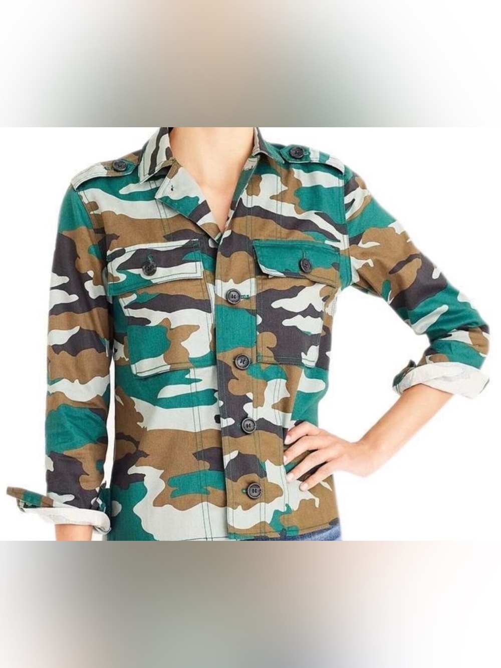 J Crew Mercantile camo cotton utility shirt size XS New with tags
